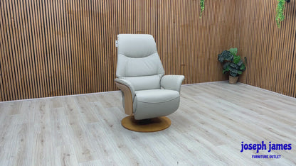 ‘Olaf’ Taupe Leather Power Swivel Recliner Chair