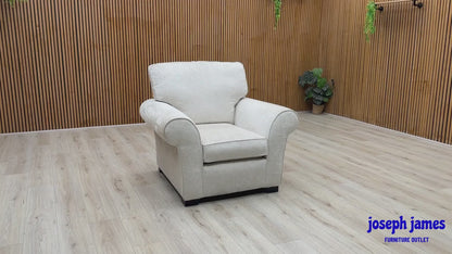 ‘Hedingham’ Fossil Debden Ivory Plain Fabric Armchair