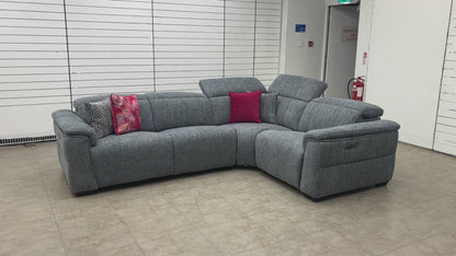 ‘Inca’ 13345 Anivia Dark Grey Fabric Double Power Recliner Corner Sofa with Power Headrests