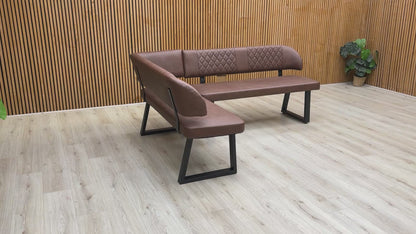 ‘Venus' Tan Faux Leather Left Hand Facing Corner Bench