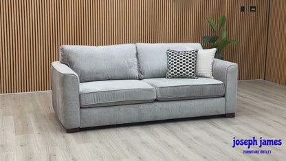 'Elora’ Warm Grey Fabric 4 Seater Sofa
