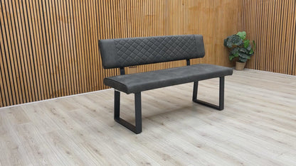 'Warrior' Grey Fabric High Back Dining Bench