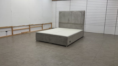'Pegasus' Milan Nickel Velvet Floor Standing Headboard + Double End Lift Base Electric Adjustable Bed - King