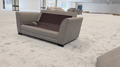 ‘Poppy’ Mid Grey Woven Fabric Large 2 Seater Sofa Bed