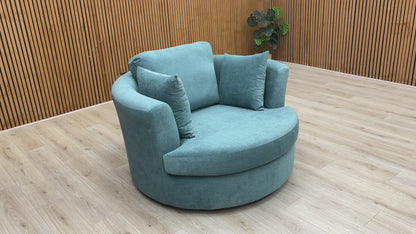 ‘Freya’ Ocean Blue Freya Fabric Large Swivel Chair