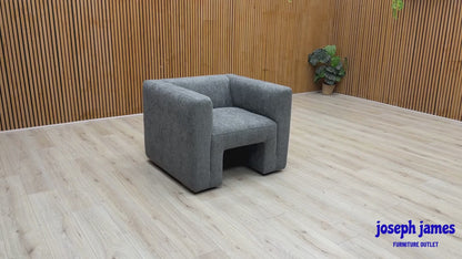‘Lauren’ Dark Grey Boucle Fabric Accent Chair