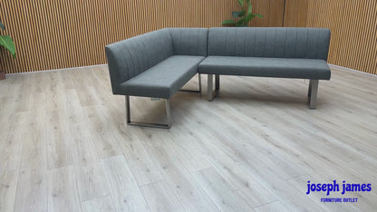 'Grigio' Grey Faux Leather Left-Hand Facing Corner Dining Bench