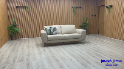 Video Of ‘Bocelli Verona’ contemporary 3-seater sofa, beautifully upholstered in a sophisticated dual-tone Cappuccino and Light Cream 2574 leather.