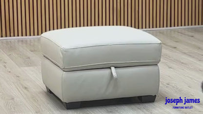 World of Leather ‘Nixon’ Nc-156e Frost White Leather Storage Footstool