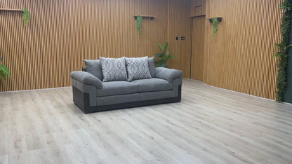 ‘Marissa’ Grey Jumbo Cord 3 Seater Sofa