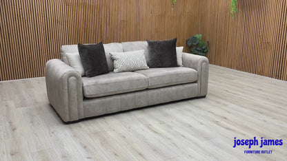'Amara' Dapple Stone Fabric 3 Seater + Snuggle Chair Sofa Set
