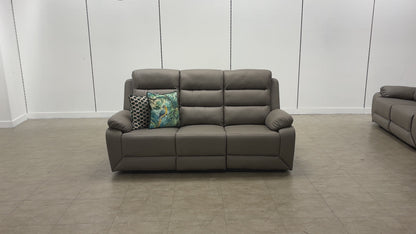 ‘Trinity’ Manual Recliner Grey Soft Endurance Fabric 3 Seater Sofa