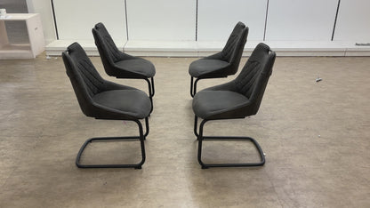‘Warrior’ Grey Fabric Set of 4 Cantilever Dining Chairs