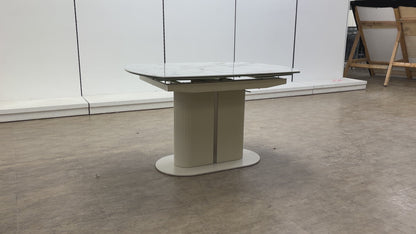 'Avorio' Marble-Effect Ceramic Top Swivel Extending Dining Table