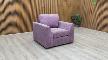 ‘Heydon’ Lilac Purple Marley Jumbo Cord Armchair