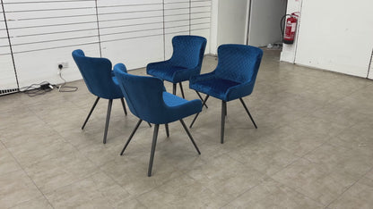 ‘Messina’ Royal Blue Velvet Dining Chairs - Set of 4