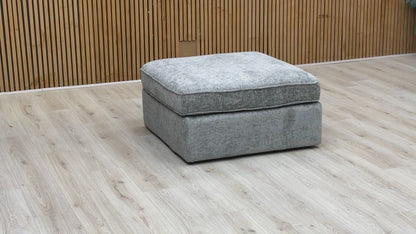 'Emilia' Stone Woven Fabric Square Footstool