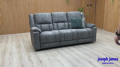 ‘Savoy’ Dark Grey Microfiber Fabric 3 + 2 Seater Power Recliner with Power Armchair Sofa Set