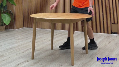 ‘Stockholm’ Light Oak Solid Oak Round Extending Dining Table