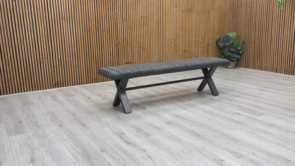 ‘Moon’ Grey Fabric 180cm Dining Bench