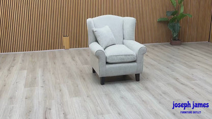 ‘Denton’ Natural Chunky Weave Fabric Wing Chair