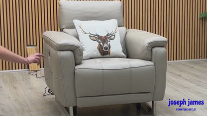 ‘Moet’ Cat-40_08 Oyster Leather Power Recliner Chair with Telescopic Headrest