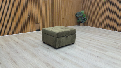 ‘Harvey’ Olive Green Derwent Soft Weave Fabric Storage Footstool