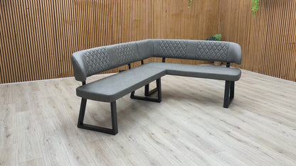 'Venus’ Grey Faux Leather Right Hand Facing Dining Bench