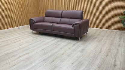‘Vino’ Cat-40:30 Oslo Mulberry Burgundy 3 Seater Power Recliner Sofa with Power Headrests