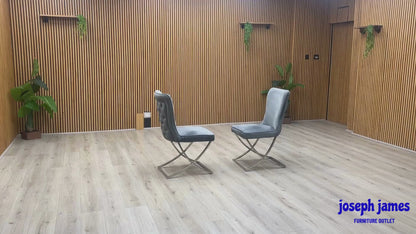 ‘Vanquish’ Grey Fabric Set of 2 Dining Chairs