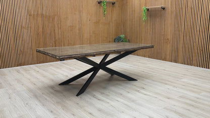 ‘Kiara’ Large Rectangular Wooden Dining Table with Black Legs