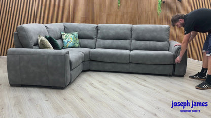 ‘Flex’ BFA-BEY-R16 Graphite Grey Fabric Small Corner Sofa Bed with Power Recliner and Storage Arms