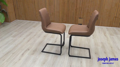 Bodahl 'Terra' Cognac Brown Faux Leather Pair of Cantilever Bar Stools
