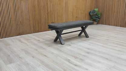 ‘Moon’ Grey Fabric 140cm Dining Bench
