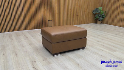Marinelli ‘Viali’ Cometa Bark Brown 2877 Leather Footstool