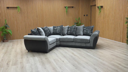‘Lana’ Grey Fabric Left Hand Facing Scatter Back Corner Sofa