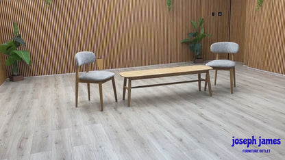‘Stockholm' Light Oak Solid Oak 150cm Dining Bench + 2 Dining Chairs