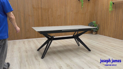 'Kore' Grey Sintered Stone Top Large Extending Dining Table