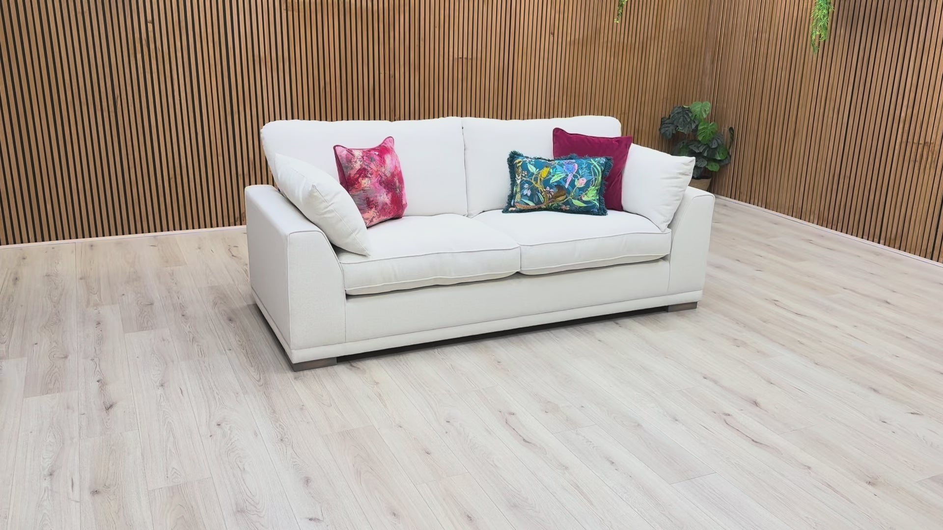 Video preview demonstrating the size and style features of the 'Dalton' Taupe Ashley Fabric 3 Seater Sofa.