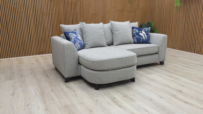 'Lorella' Silver Selway Pillow Back 4 Seater Lounger Sofa with Removable Arms