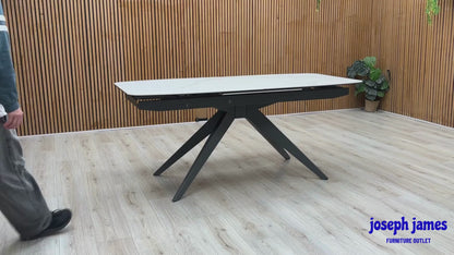'Carrera' Ceramic Top Large Pop up Extending Dining Table