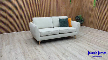‘Aurora’ Silver Plaza Linen Fabric 3 Seater Sofa