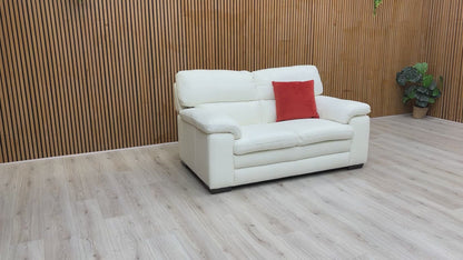 World of Leather ‘Cozee’ Bv-744d Star White Leather 2 Seater Sofa