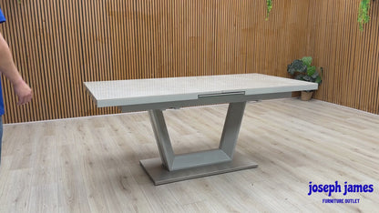 ‘Grigio’ High Gloss Ceramic Top Large Pop-Up Extending Dining Table 216.5cm