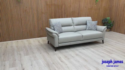'Winner' Oslo Cat-40/27 Light Grey Leather 3 Seater Sofa