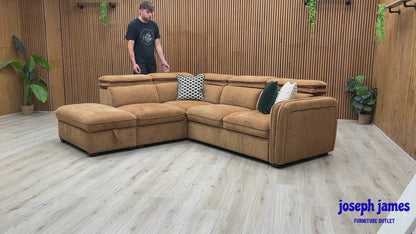 ‘Rodney’ Rust Brown Fabric Left Hand Facing Corner Sofa Bed with Storage