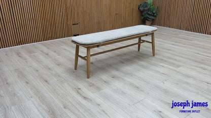 ‘Stockholm' Light Oak 150cm Dining Bench + Grey Bench Pad