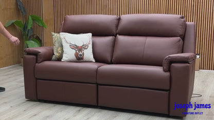 G Plan ‘Thornbury’ P210 Capri Oak Leather 3 Seater Power Recliner Sofa with Power Headrests and Power Lumbar