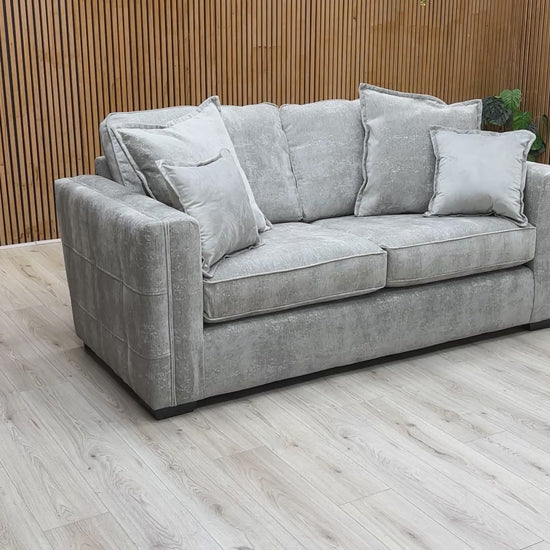 Product walkthrough of the Chelsea 3-seater, showing the soft weave texture, cushion support, and high-quality fabric finish.