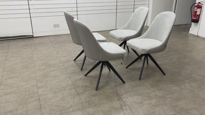 ‘Jose’ Stone Fabric Set of 4 Swivel Dining Chairs